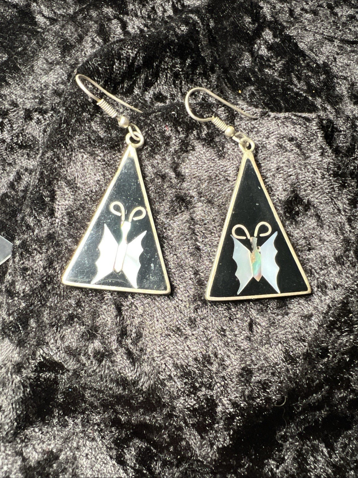 Abalone Shell Earrings Dangle Triangle Butterfly … - image 4