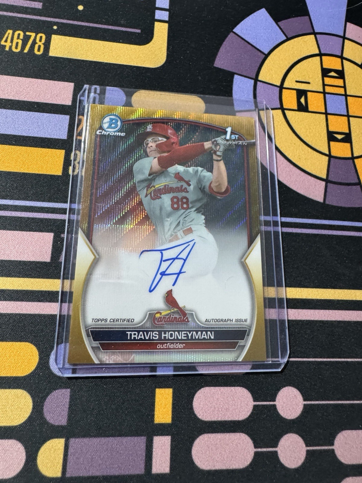 2023 Bowman Chrome Draft #CDA-TH Travis Honeyman /50 Auto Cardinals Gold Wave