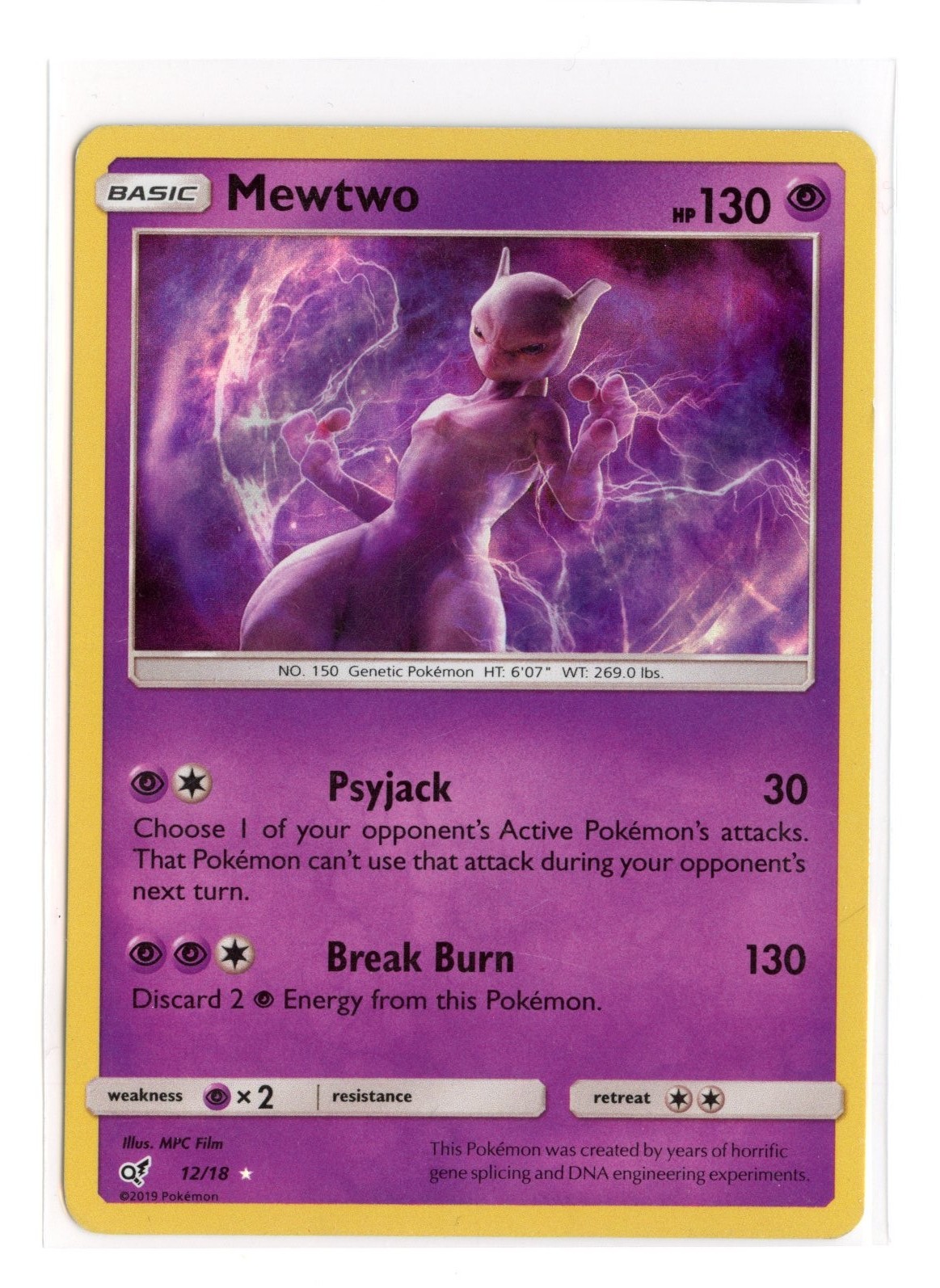 Mewtwo 12/18 Holo Rare Holo Detective Pikachu Pokemon MP