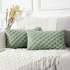 Pack of 2 Super Soft Cozy Lumbar Decorative Throw Pillow Covers Fuzzy Plush Faux