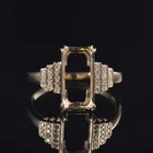 Custom 14K Yellow Gold Natural Diamond Women Ring Emerald Cut 13×7mm Mounting