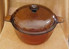 Vintage Pyrex Visions Amber Dutch Oven 4.5L Stock Pot Corning USA Brown 4.75 qt