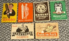 6x alte Zündholz-Etiketten Streichholz-Etiketten ZIGARREN WERBUNG - SEHR RAR