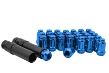 Set of 24 Blue M12x1.5 Tuner 6 Spline Lug Nuts with Locking Feature+ Two Remo...