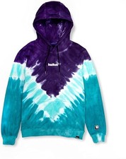 Twitch Gaming V Tie Dye Sweatshirt Pullover Hoodie Men size Medium Teal Purple
