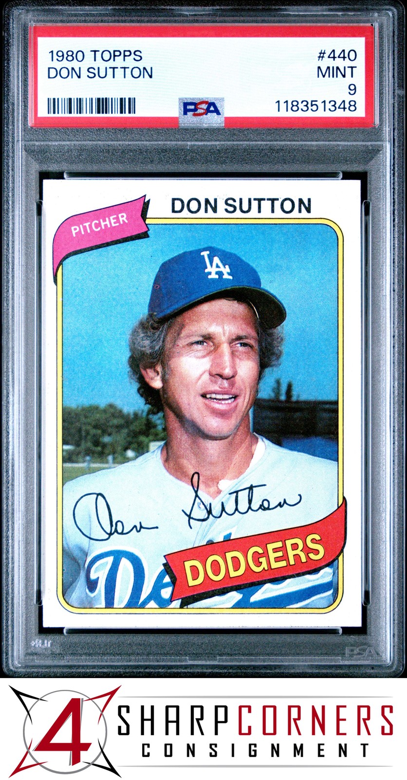 1980 TOPPS #440 DON SUTTON DODGERS HOF PSA 9