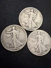 1918 P, D, S Walking Liberty Half Dollars Fine and very collectible
