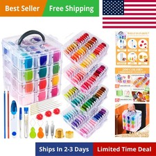 262 Pack Embroidery Thread Floss Kit Including 200 Colors 8 M/Pcs Cross Stitc...