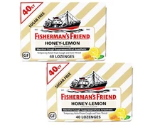 Fisherman's Friend Cough Drops, Sugar Free Honey-Lemon, 40 Count - 2 Pack