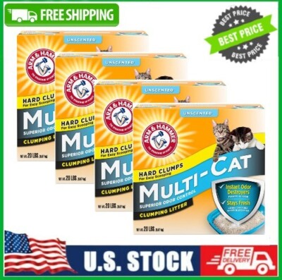 4Box Arm & Hammer Multi-Cat Superior Odor Control Clumping Litter Unscented 20lb