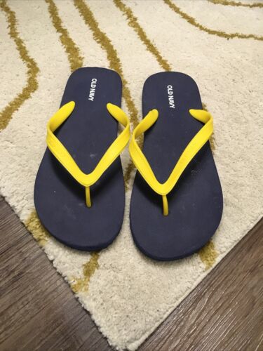 Men's Old Navy Flip Flops Size 8 9 Navy Blue Gold Yellow Beach NEW!!!