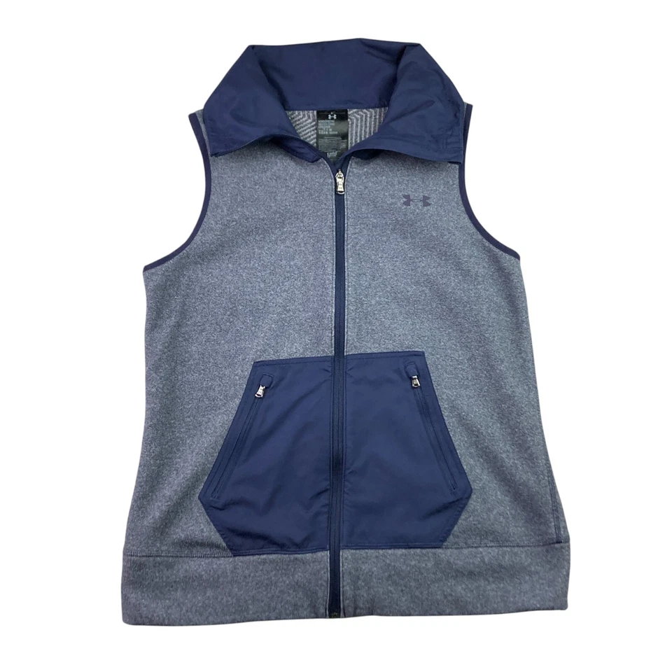 Chaleco Under Armour Hombre Cold Gear Cremallera Completa Forrado Térmico Azul • Mediano Foto 4 de 4