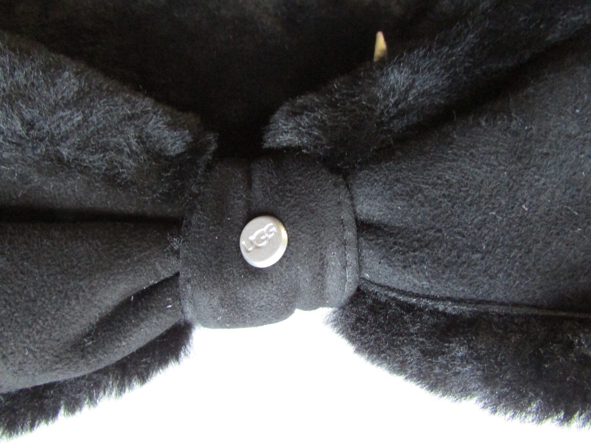 UGG Bow Headband Shearling Sheepskin Black New | eBay