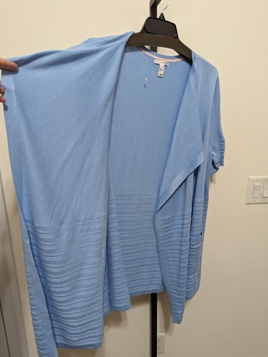 Isaac Mizrahi QVC Women's Light Blue Cascade Front Open Sweater Cardigan XL - Picture 5 of 11