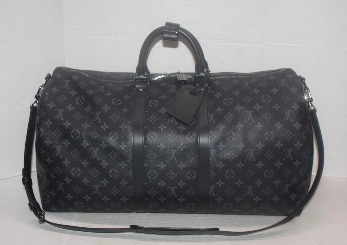 Louis Vuitton Keepall Bandouliere Monogram Eclipse 55 Black/Grey