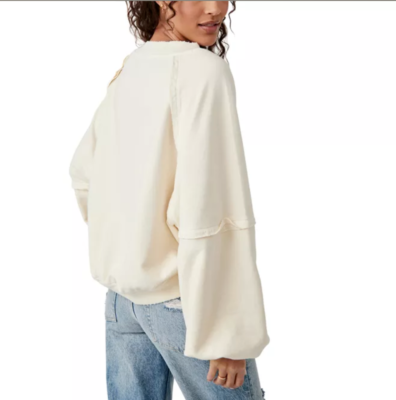 Free People Sweet Deets Sweatshirt Top Oversized Pullover Cotton