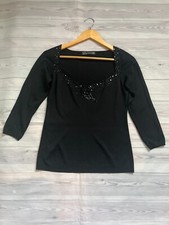 Zara black sequin embellished 3/4 sleeve light jumper size M