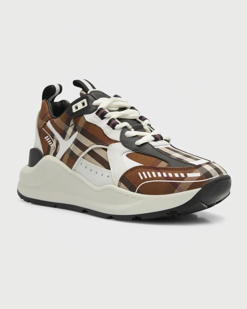 BURBERRY★素敵!SEAN BROWN CHECK CANVAS SNEAKERS Burberry Sean Vintage Check Canvas Fashion Sneakers Dark