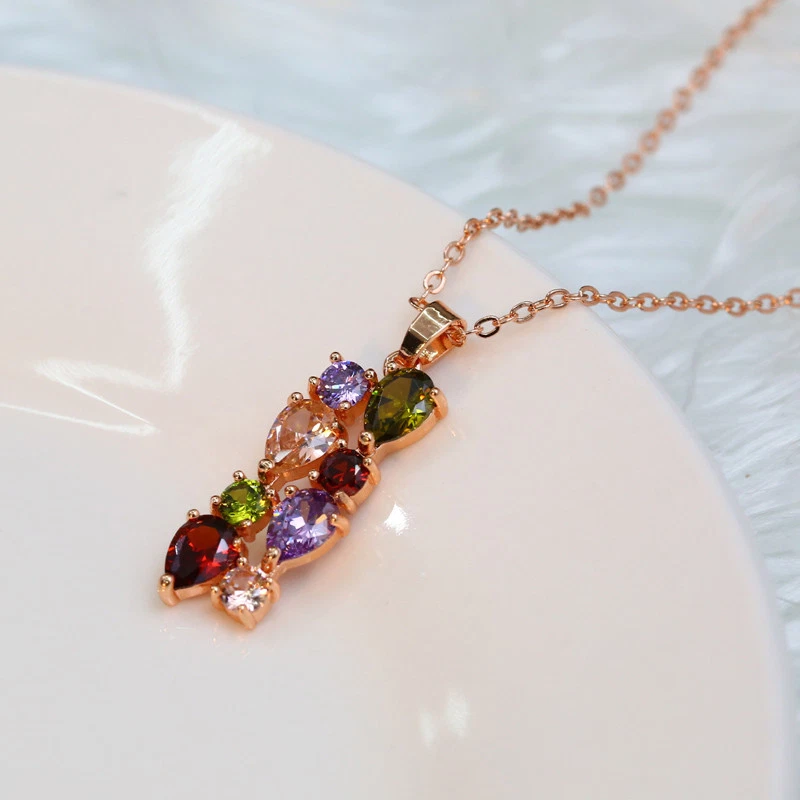 Lote de 3 piezas Mona Lisa Mujeres Joyería Granate Topacio Gemas Pulsera Pendientes Collares Foto 4 de 4