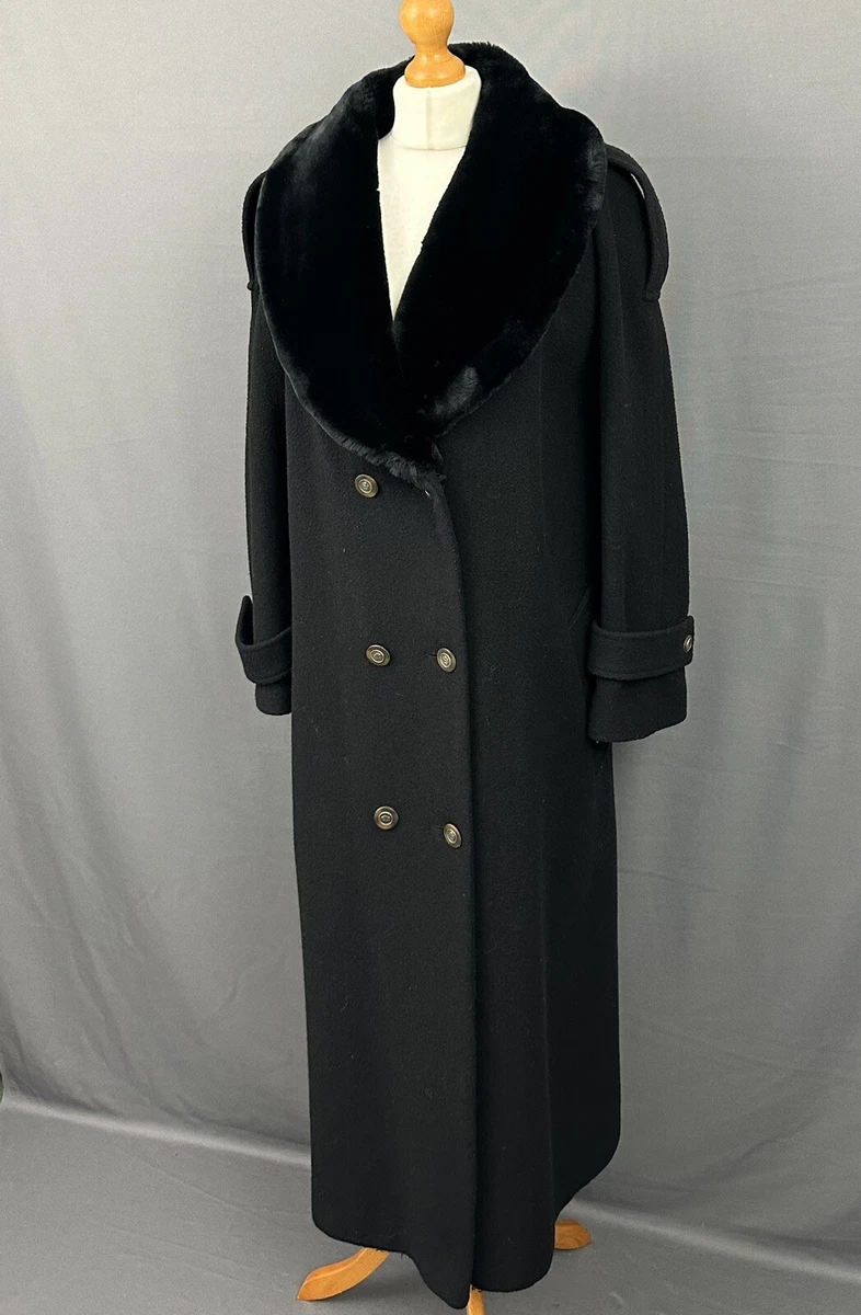 HARVEY NICHOLS COAT Black Pure Wool Women s Size Large L Made in UK