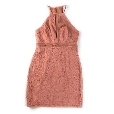 pink lace halter dress Tarly Lace Waist Halter Maxi Dress Rose main image 0