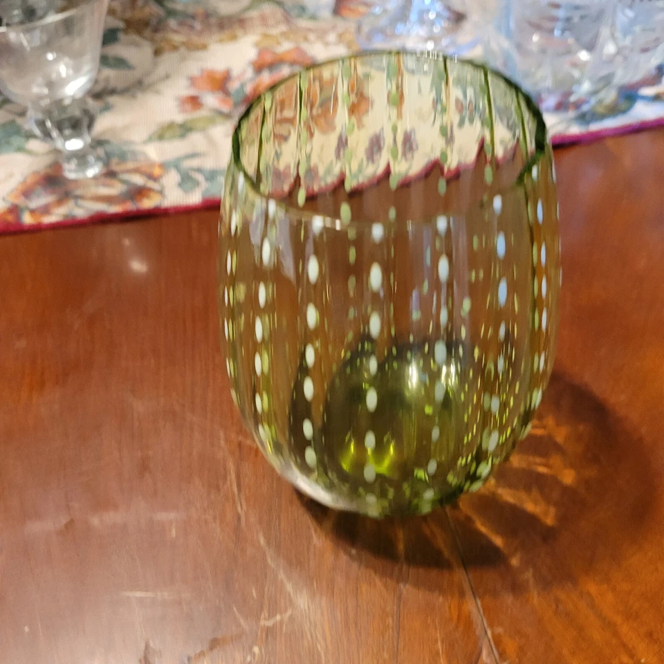 Vaso de perla Zafferano verde con puntos blancos Foto 2 de 4