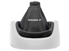 SCHALTMANSCHETTE FUR FIAT DOBLO 2 2010-2015 SCHALTSACK LEDER STICKEREI WEISS