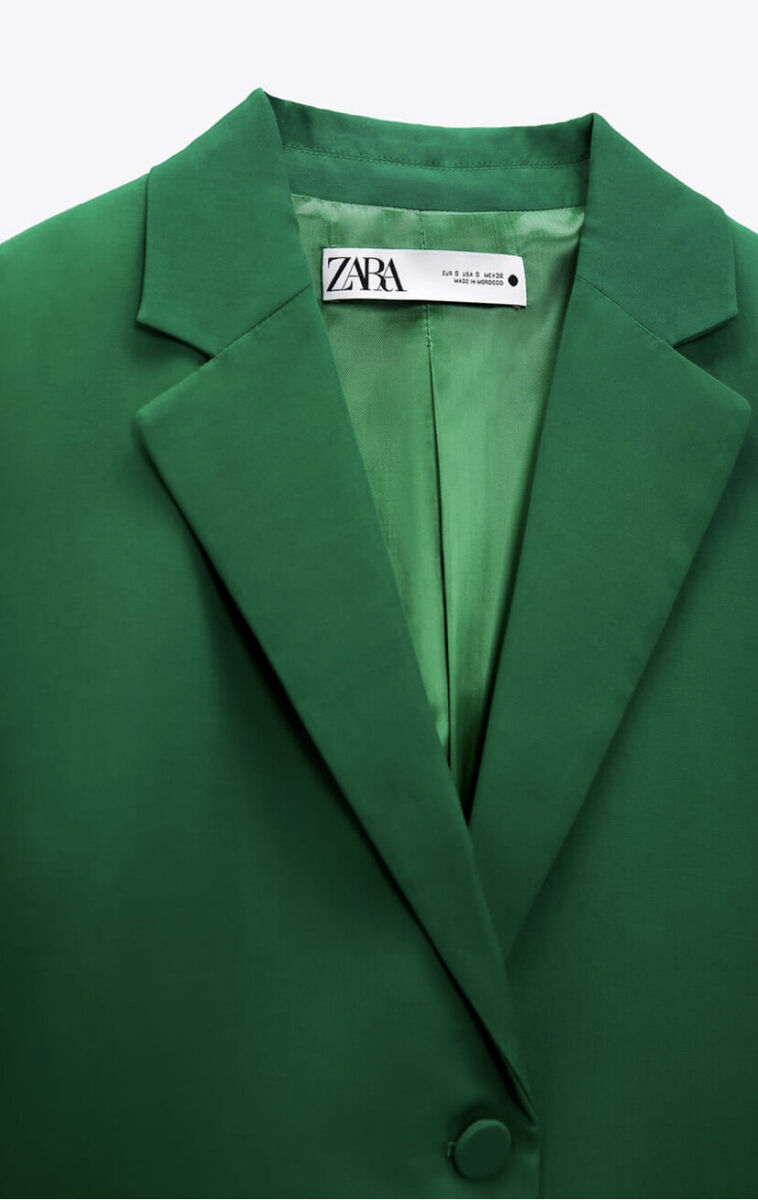 ZARA STRAIGHT BLAZER WITH FEATHERS BOTTLE GREEN FW23 SIZES ZARA STRAIGHT BLAZER WITH FEATHERS BOTTLE GREEN FW23 SIZES
