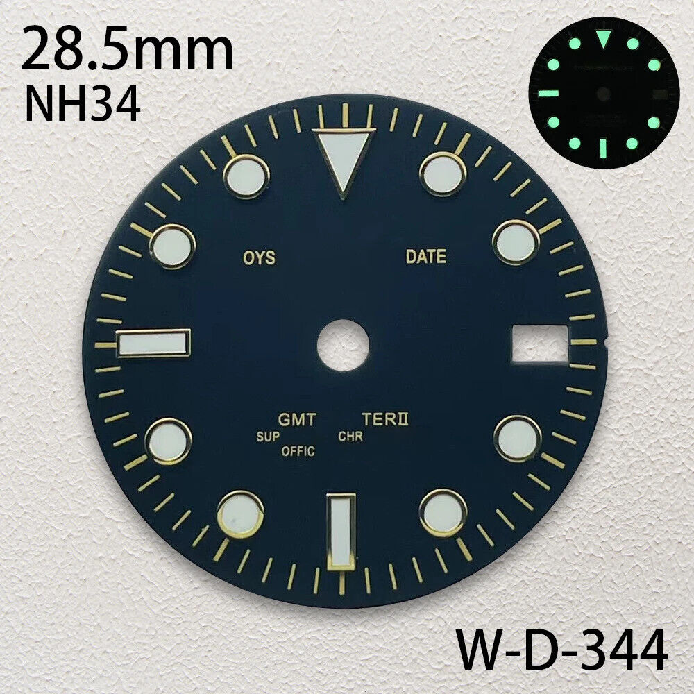 28.5mm S Logo GMT Black Dial Suitable For NH34 Japanese 28.5mm S Logo GMT Black Dial Suitable For NH34 Japanese