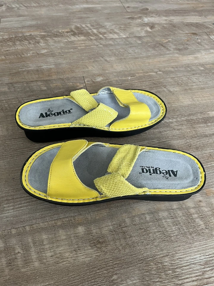 Alegria US 6 - 6.5 EU 36 Karmen 凉鞋黄色皮革拖鞋木屐懒人鞋 — 第 4/4 张图片