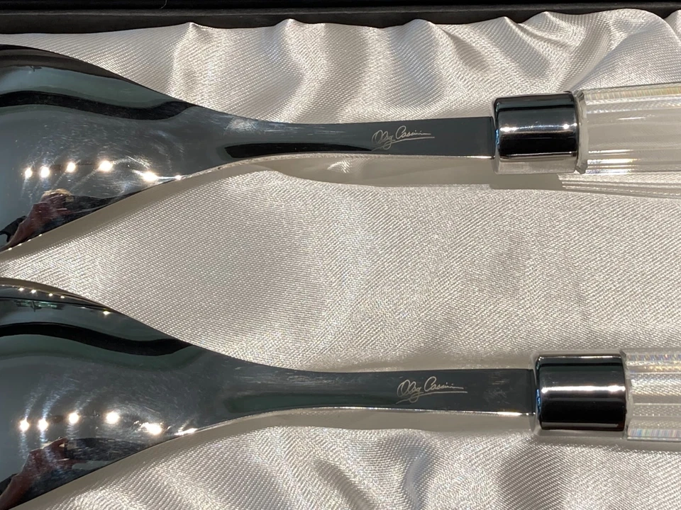 Oleg Cassini Salad Server Lucy 131290 and Salt/Pepper Set Square 127290 Crystal - Image 3 of 4
