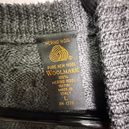 Metropolitan Lord & Taylor Men's L Gray Cable Knit Italian Merino Wool Sweater - Picture 6 of 6