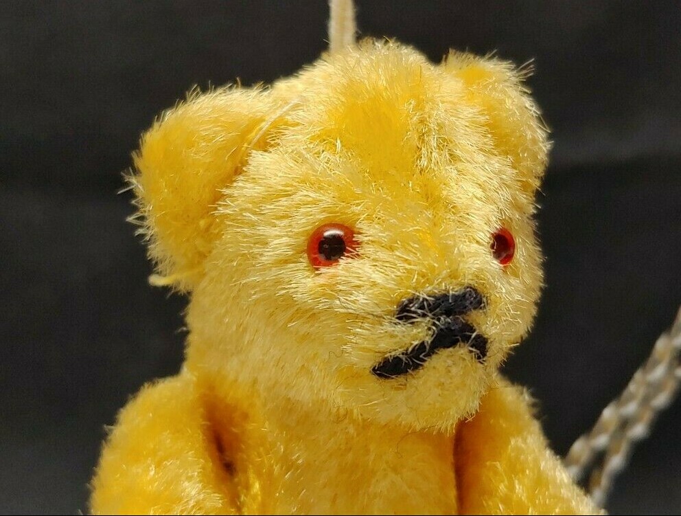 Vintage Teddy Bear Red Glass Eyes Plush 4.25