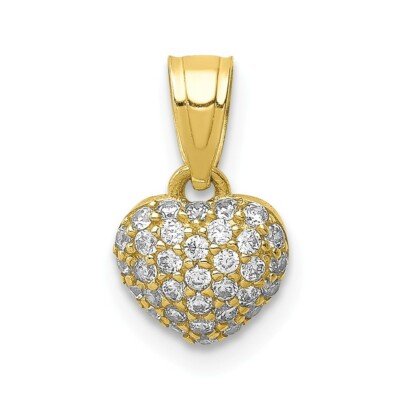 10K Yellow Gold CZ MicroPave'eart Pendant