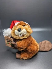 Aurora Brown Beaver Christmas Carols Santa Hat Plush 5" Stuffed Animal Toy READ