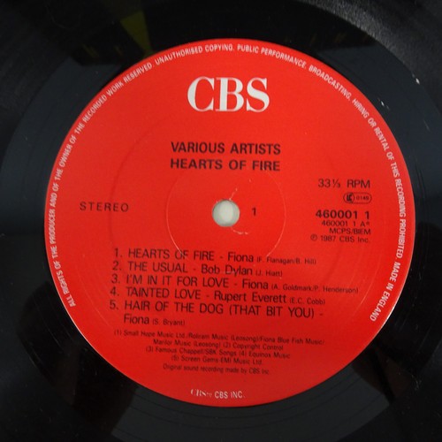 Bob Dylan CBS PROMO 1987 "Hearts Of Fire" OST Soundtrack A1/B1 Vinyl LP RARE VG+ - Picture 4 of 12
