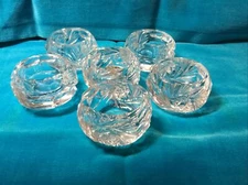 Six (6) Antique Cut Crystal Salt Cellars - Beautiful Detailed Pattern