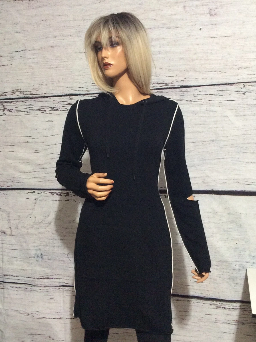 Black hooded sweater dress hot sale