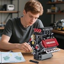 478 Pcs Visible V8 Internal Combustion Ohc Engine Motor Working Model DIY Kit