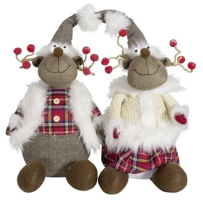 Tischdeko Elch Hirsch Paar Rot ca.35cm Advent Weihnachts Dekoration