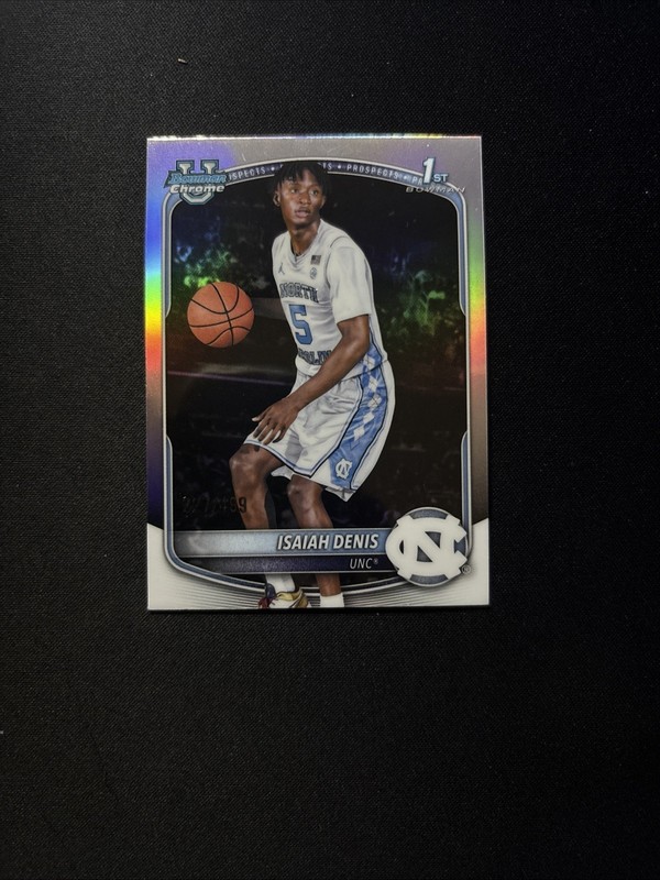 2025-26 Bowman Isaiah Denis Chrome Refractor 1st Prospect #/499 Tar Heels