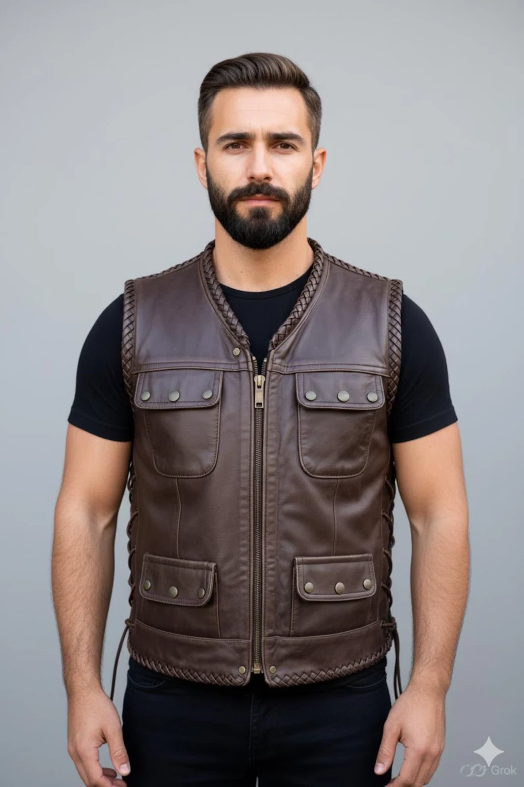 Men’s Genuine Lambskin Leather Vest | Handmade Biker Trucker Waistcoat