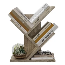 3 Tier Tree Bookshelf, Small Bookshelf, Desktop Bookshelf Floor Standing Book...