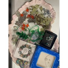 Mixed Costume Jewelry Lot in Green and Orange