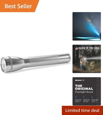 Compact Silver LED Flashlight - Durable Aluminum, Battery-Powered Light Source