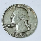 1956 Washington Quarter 25C 90% Silver Circulated Coin #6110
