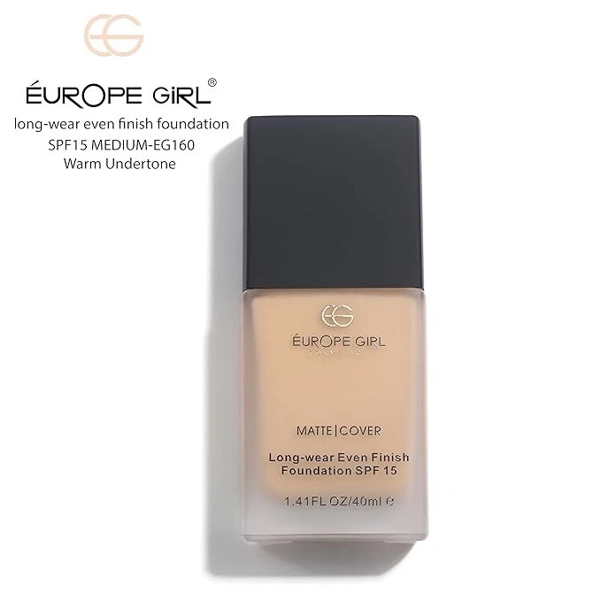 EUROPE GIRL Matte Cover Foundation For Combination Skin Type Liquid - 160 (Mediu - Image 2 of 4