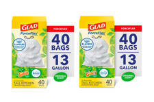 Glad ForceFlex Tall Kitchen Trash Bags, 13 Gallon, 40 Count, pack of 2