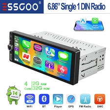 2G+32G Single 1DIN Car Stereo 6.86" IPS Touch Screen Android 12 FM Radio USB GPS