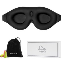 ALASKA BEAR 3D Sleep Mask with Earplugs, Contoured Memory Foam Black
